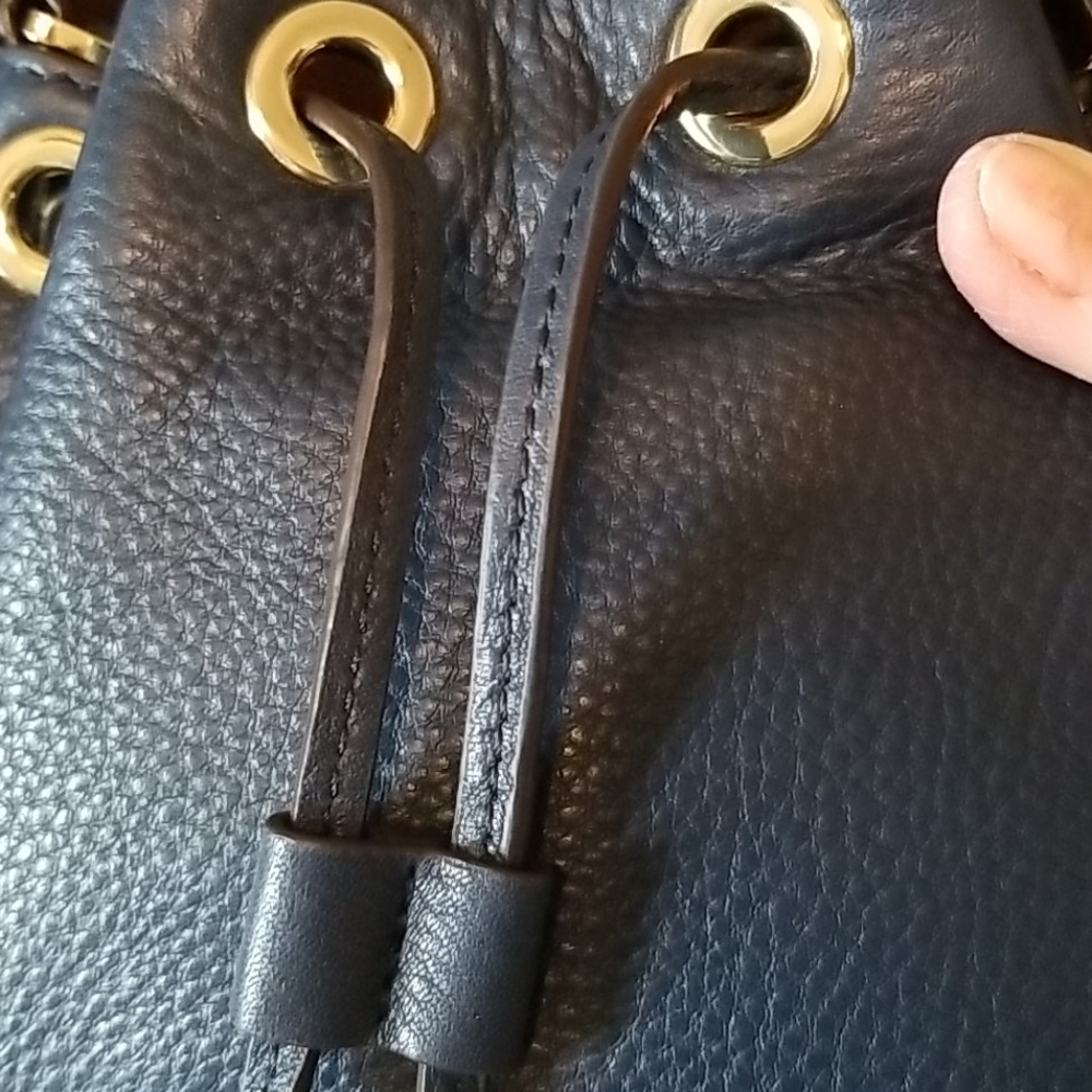 Mini Leather Drawstring Bucket Bag - image 1